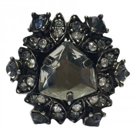 Ring LANVIN T 52.5 in silver and white and pale gold rhinestones
