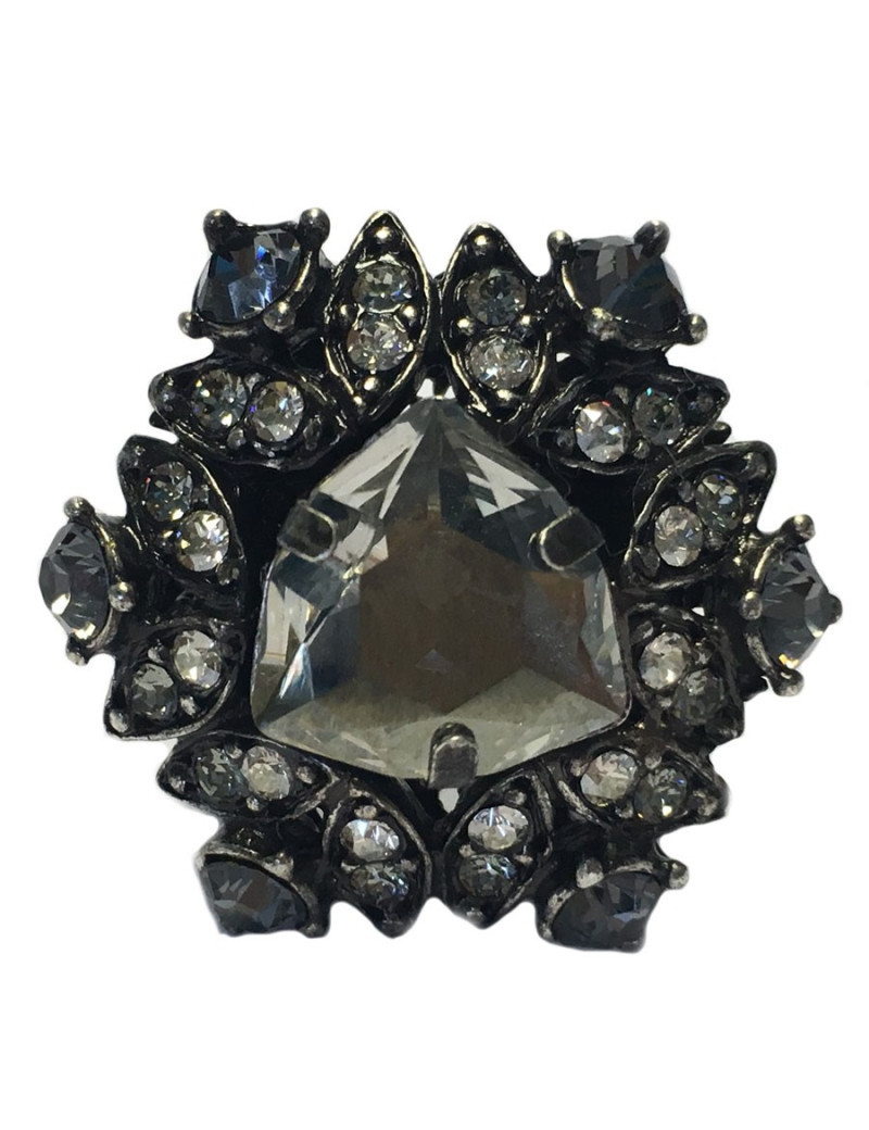 Ring LANVIN T 52.5 in silver and white and pale gold rhinestones