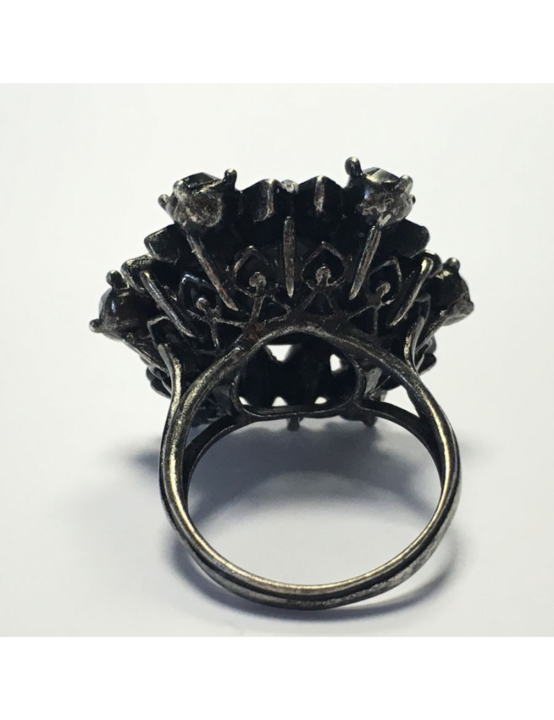 Ring LANVIN T 52.5 in silver and white and pale gold rhinestones