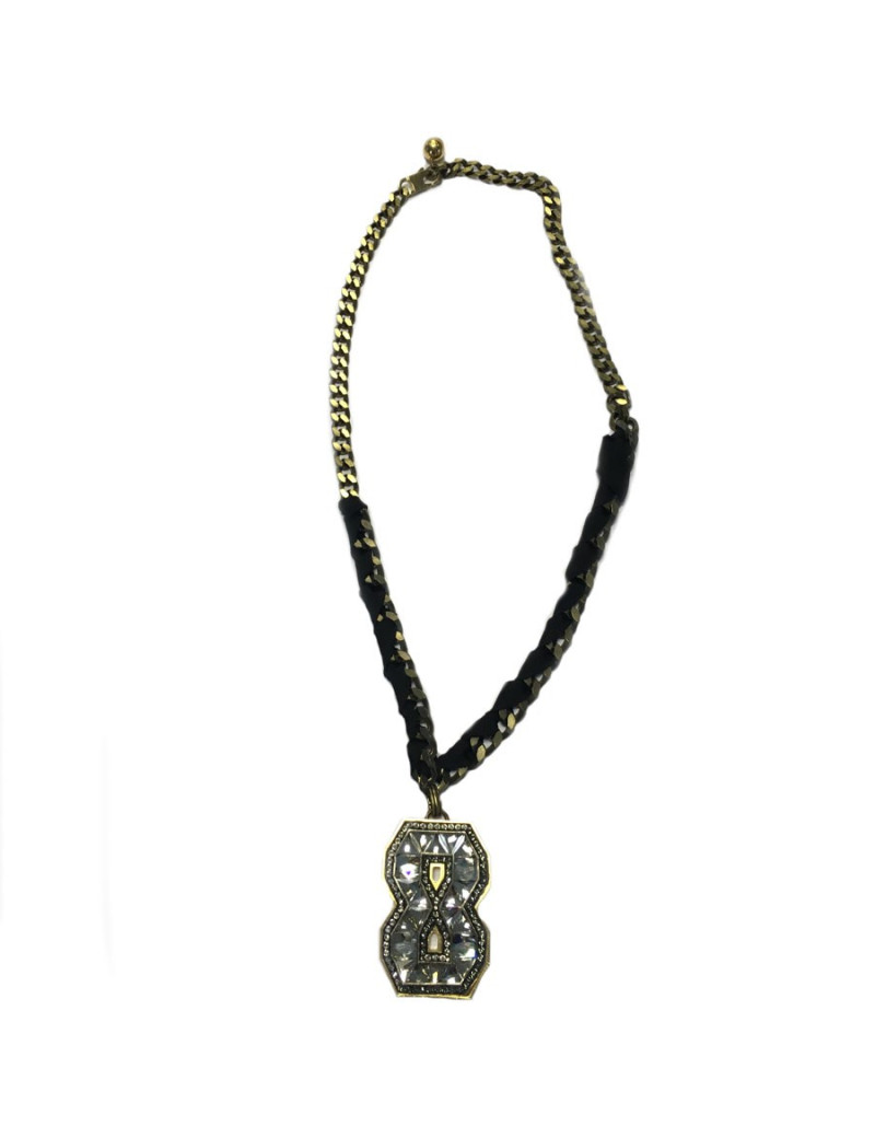 LANVIN pin 8 rhinestone pendant necklace