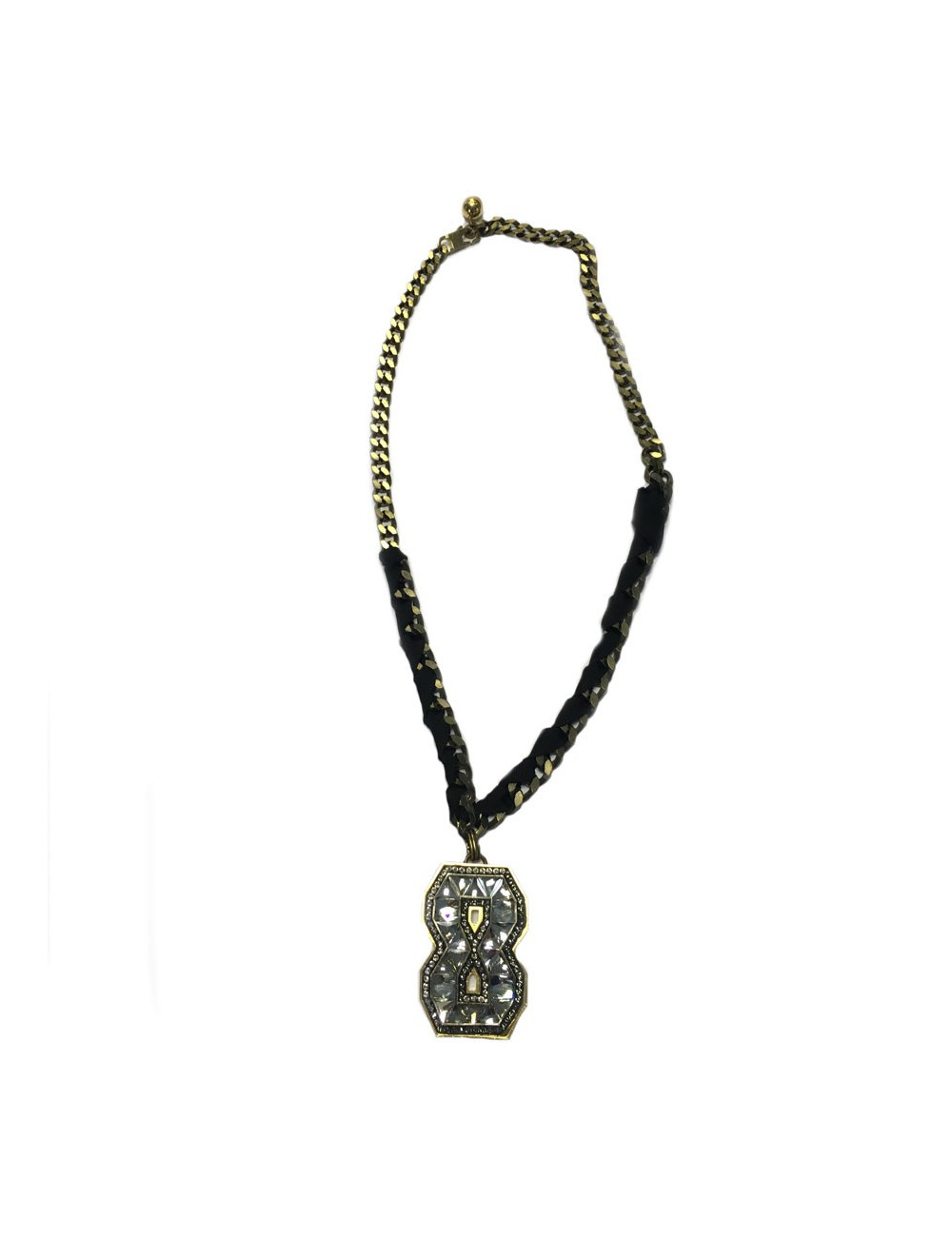Sautoir LANVIN pendentif broche 8 en strass
