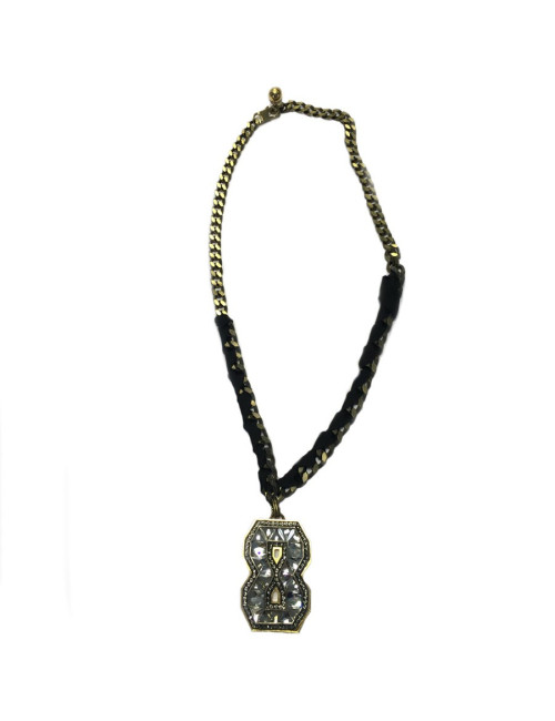 LANVIN pin 8 rhinestone pendant necklace