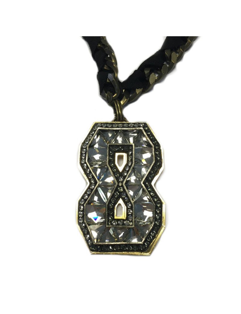 LANVIN pin 8 rhinestone pendant necklace