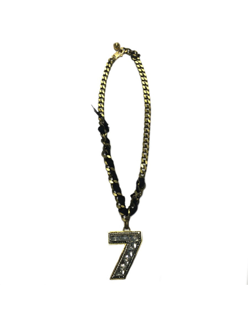 Sautoir LANVIN pendentif broche 7 en strass 