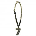 LANVIN pendant brooch '7' in rhinestone necklace