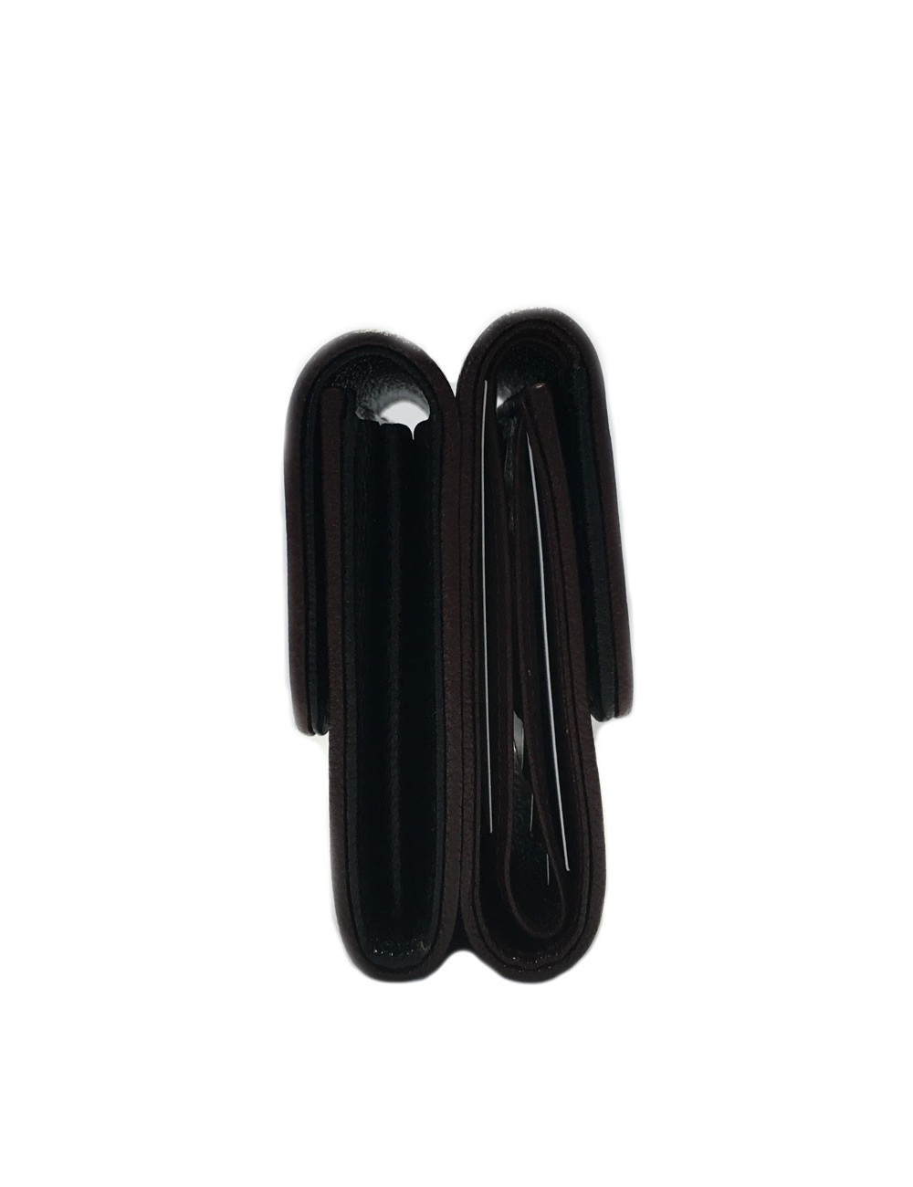 Portefeuille CHANEL en cuir noir tressé et contour bordeaux