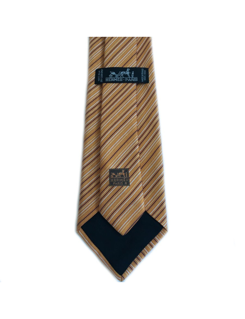 Tie HERMES silk scarf orange striped