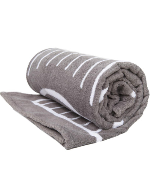 Gray and white CHANEL beach towel