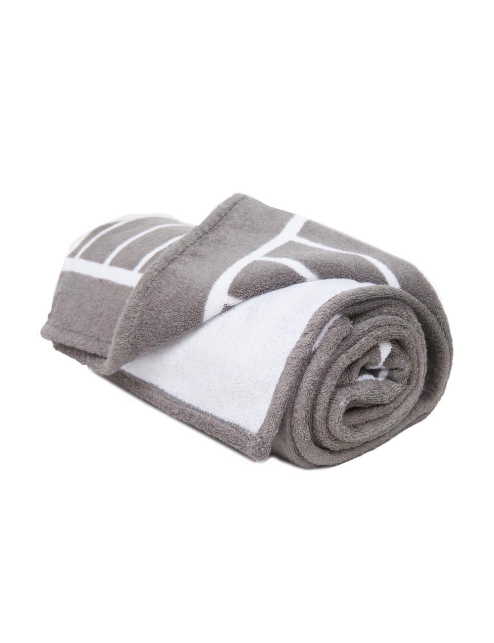 Gray and white CHANEL beach towel