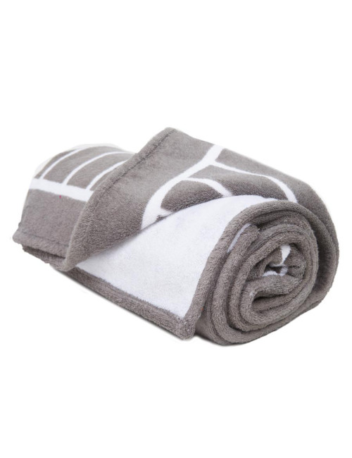 Gray and white CHANEL beach towel