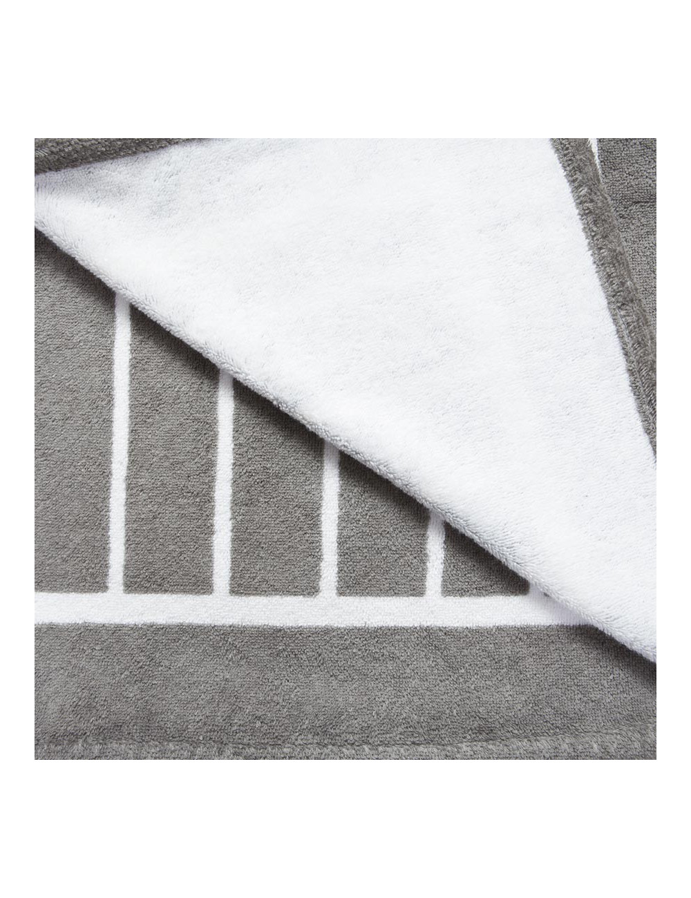 Gray and white CHANEL beach towel