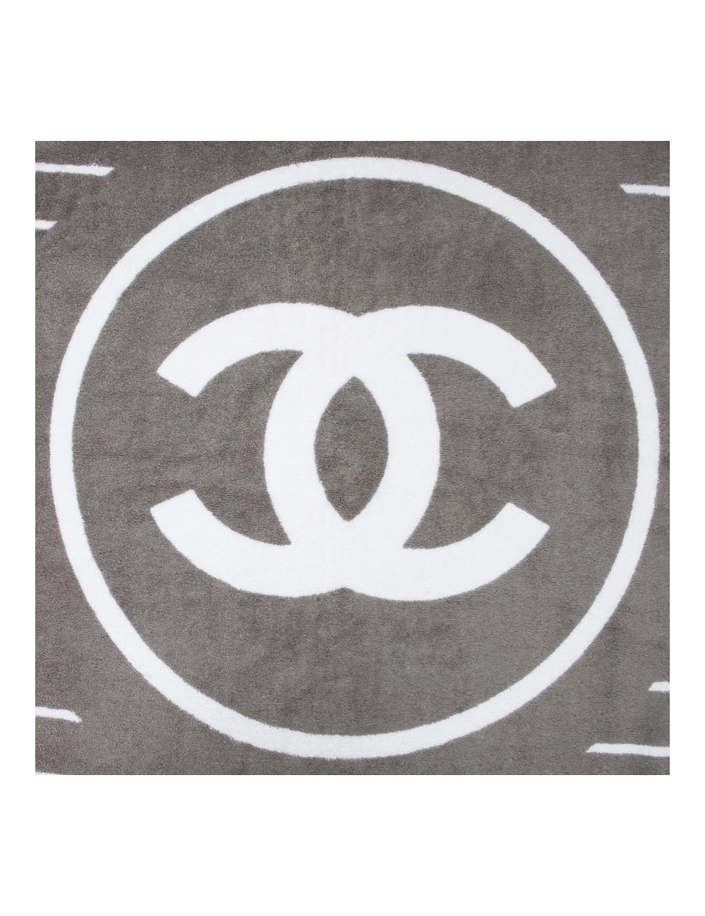 Gray and white CHANEL beach towel