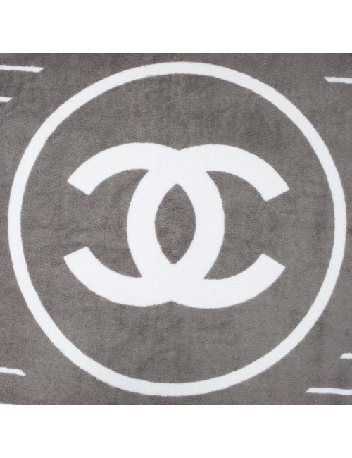Serviette de plage CHANEL grise et blanche