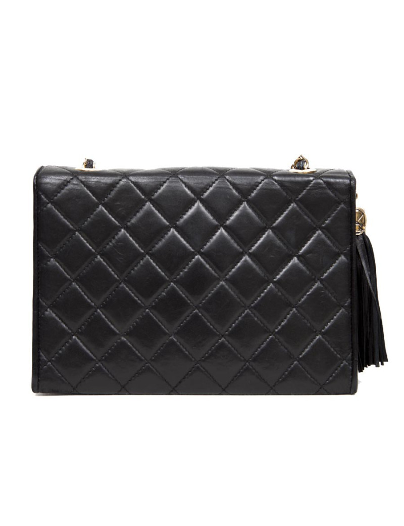 Sac CHANEL cuir agneau noir Vintage