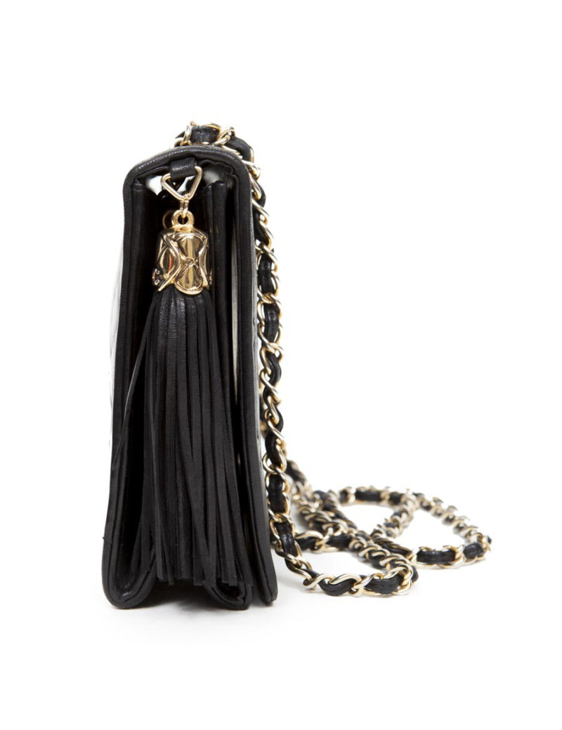 Sac CHANEL cuir agneau noir Vintage