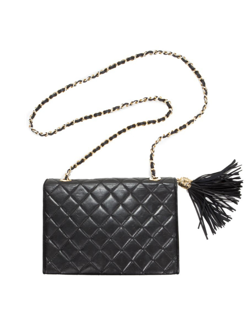 Sac CHANEL cuir agneau noir Vintage
