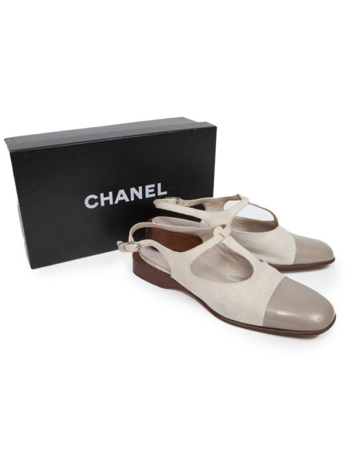 Ballet flats CHANEL T 38.5 canvas and leather