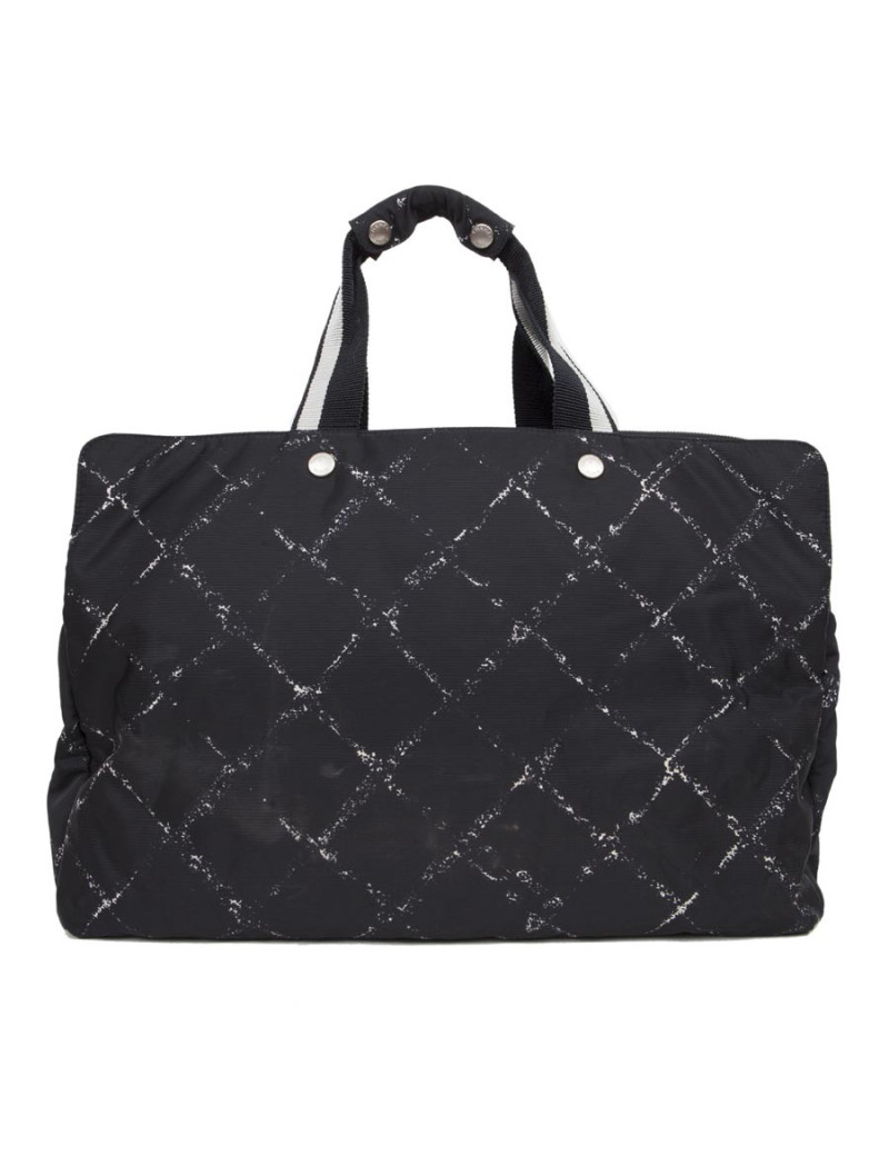 CHANEL black monogram canvas weekend bag