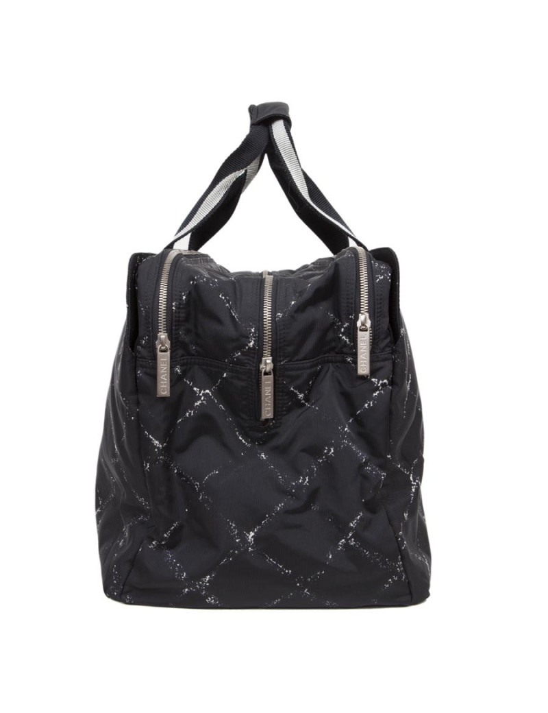 CHANEL black monogram canvas weekend bag