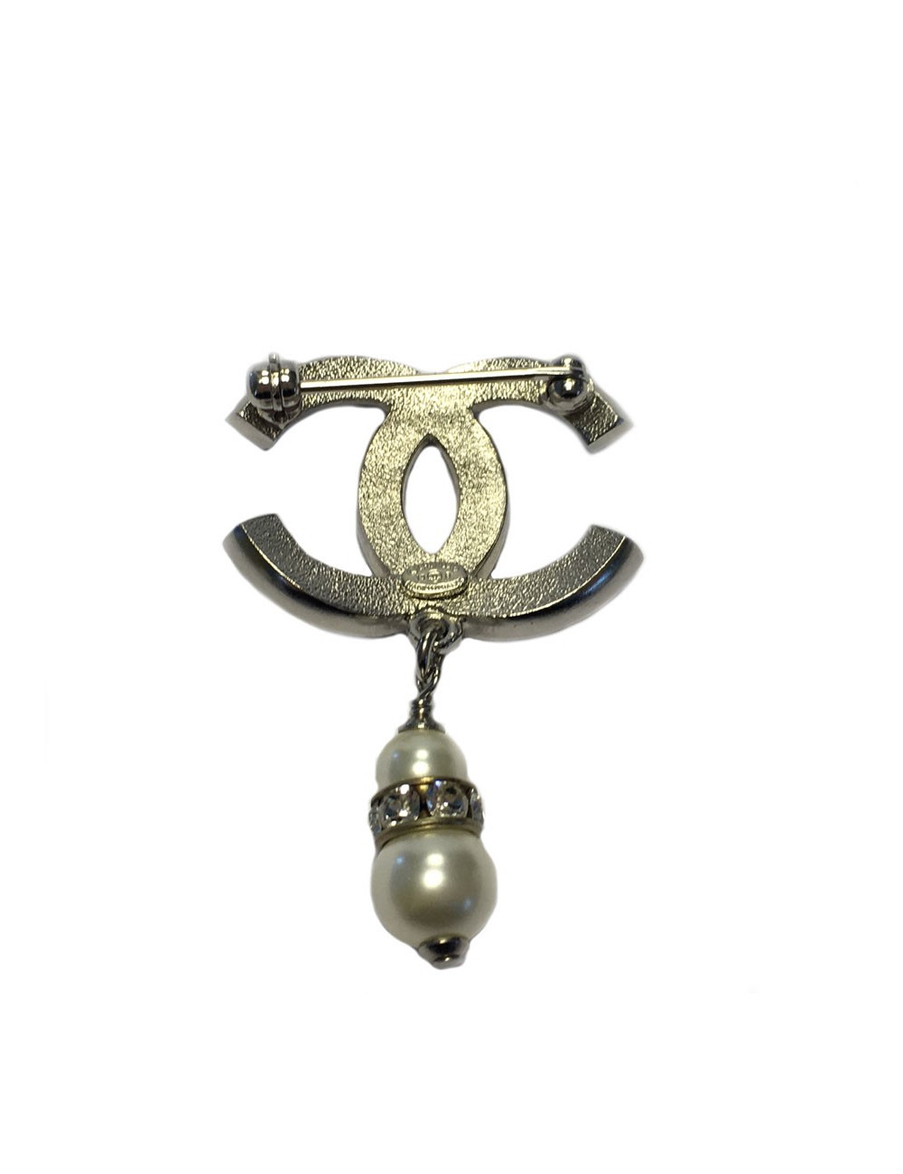 PIN CHANEL CC in rhinestone and Pearl Pearl