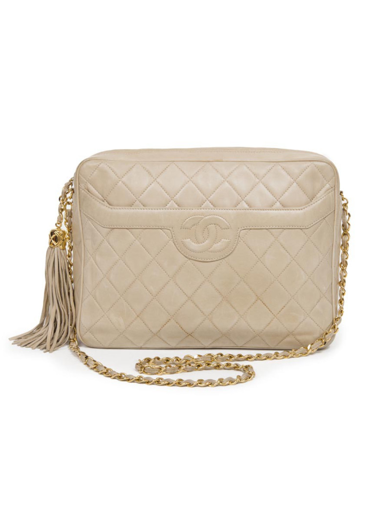 Sac CHANEL cuir d'agneau beige