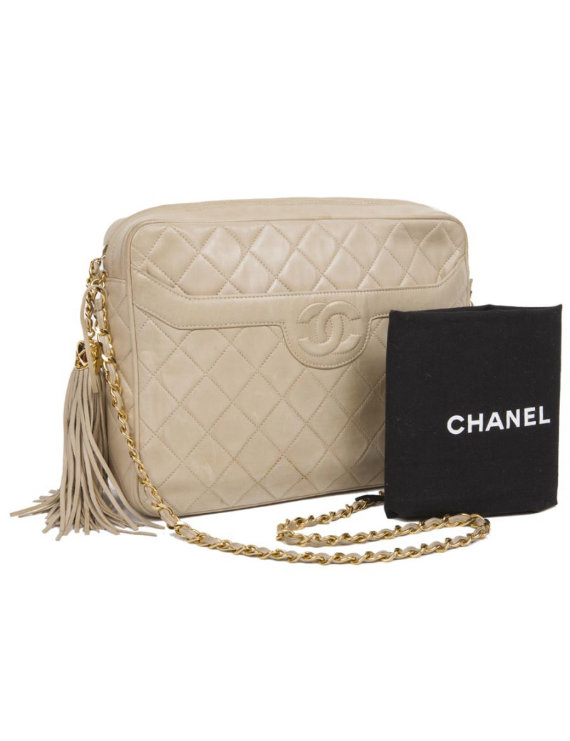 CHANEL beige lambskin bag