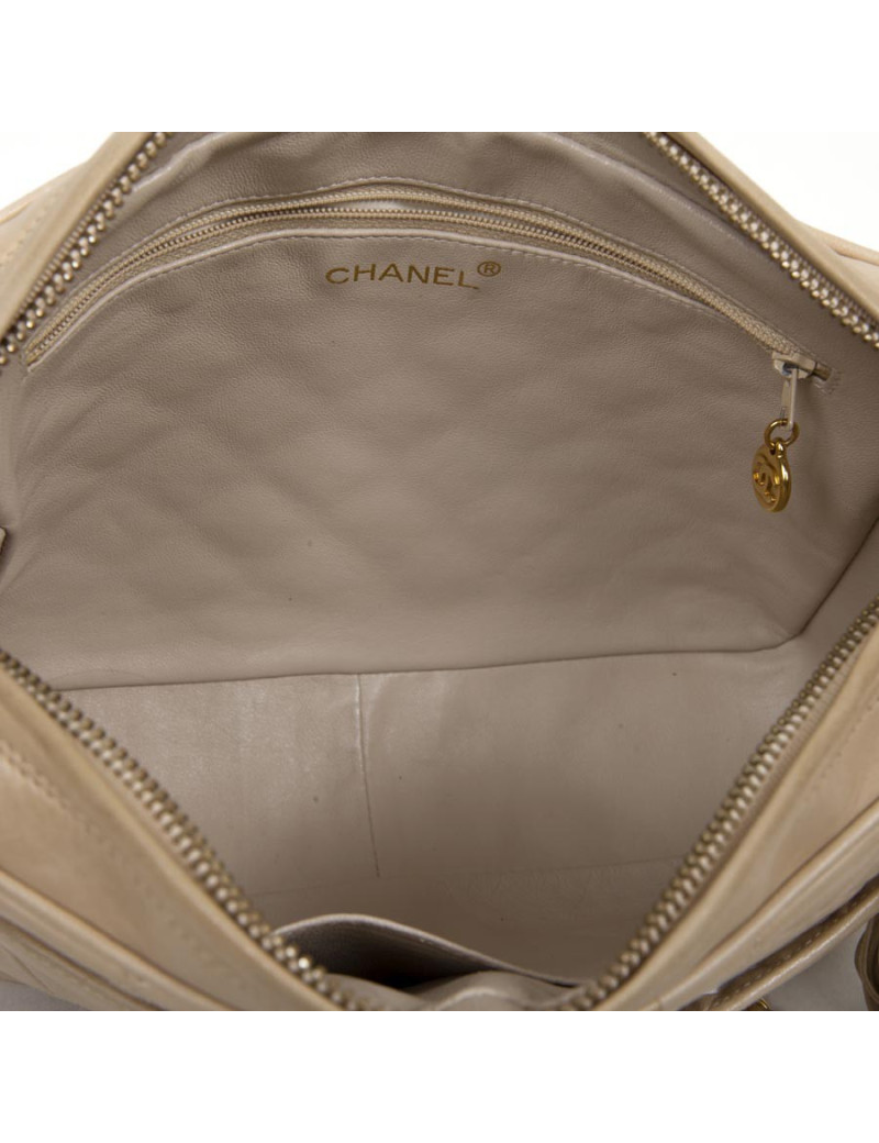 Sac CHANEL cuir d'agneau beige