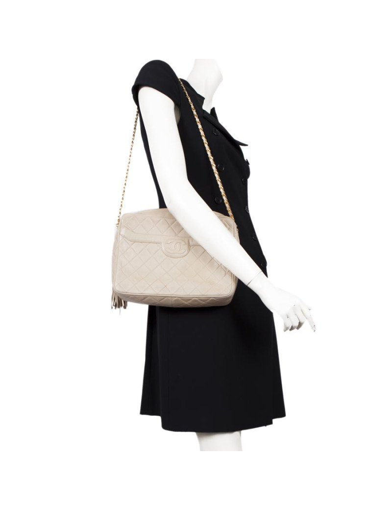 CHANEL beige lambskin bag