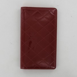 Burgundy patent leather CHANEL wallet