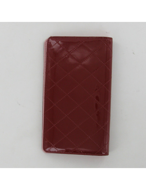 Portefeuille cuir verni bordeaux CHANEL