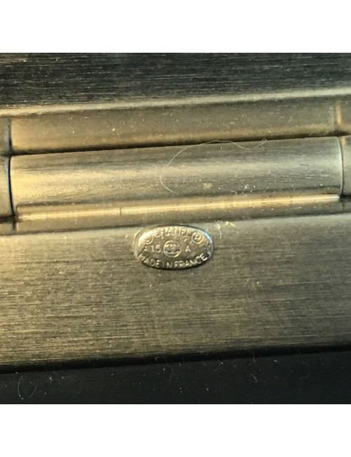 Manchette CHANEL noire et CC en strass mauve