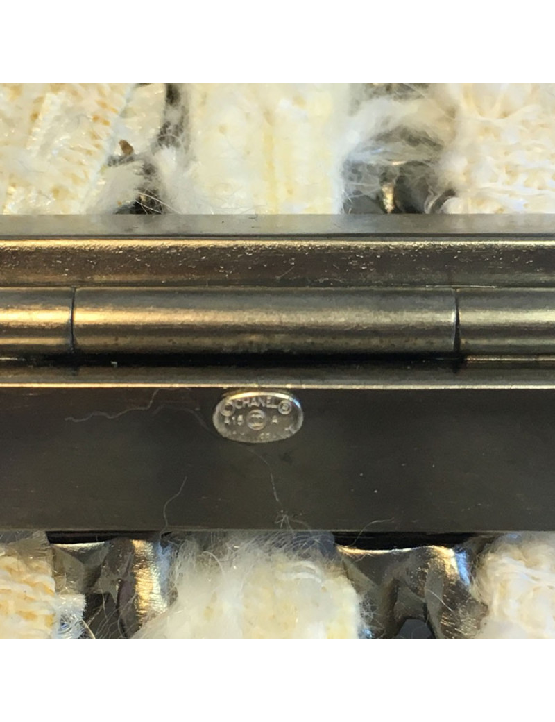 CHANEL cuff in silver and white tweed