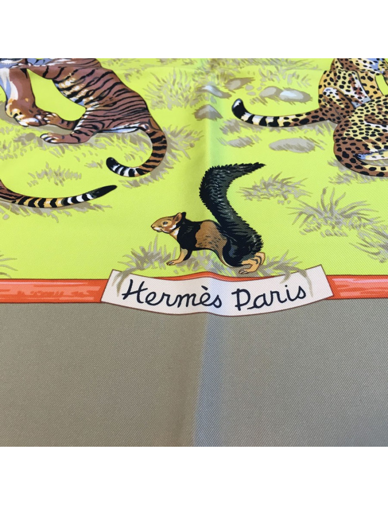Square "Feline tenderness" HERMES silk