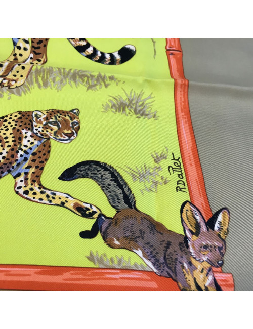 Square "Feline tenderness" HERMES silk