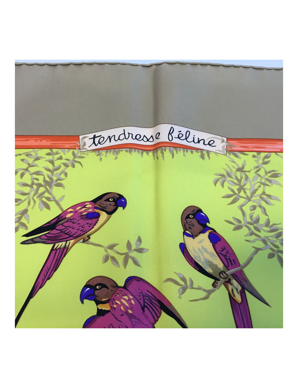 Square "Feline tenderness" HERMES silk