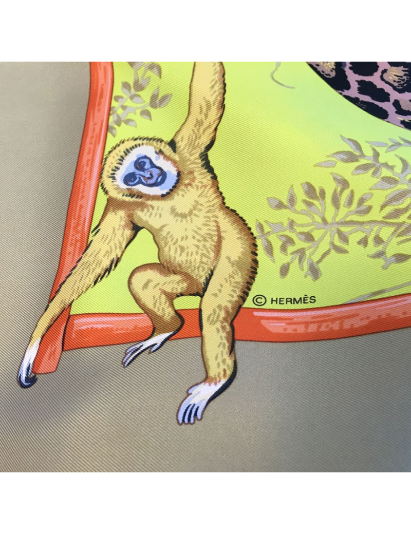 Square "Feline tenderness" HERMES silk