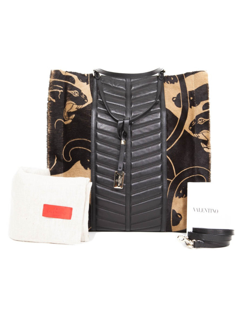 VALENTINO printed Panther shopping bag in goat and lamb leather