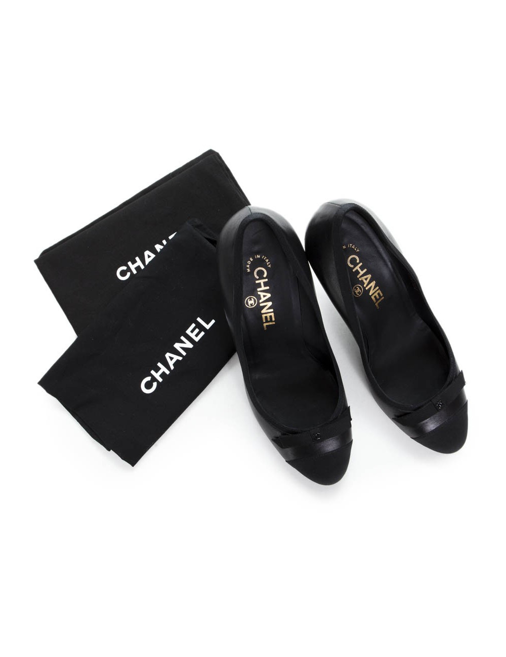 Escarpins CHANEL T38,5 cuir noir