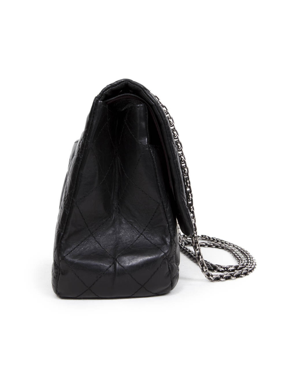 Sac 255 CHANEL cuir veilli noir