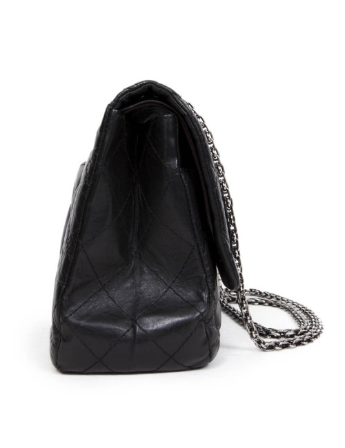 Sac 255 CHANEL cuir veilli noir