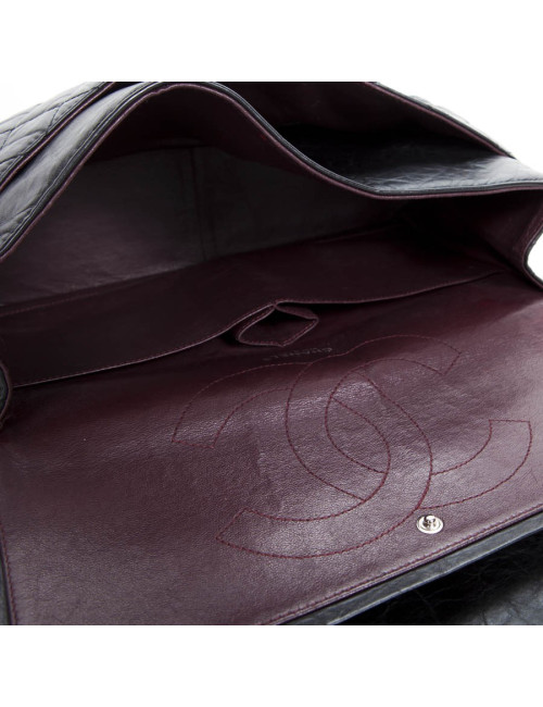 Sac 255 CHANEL cuir veilli noir