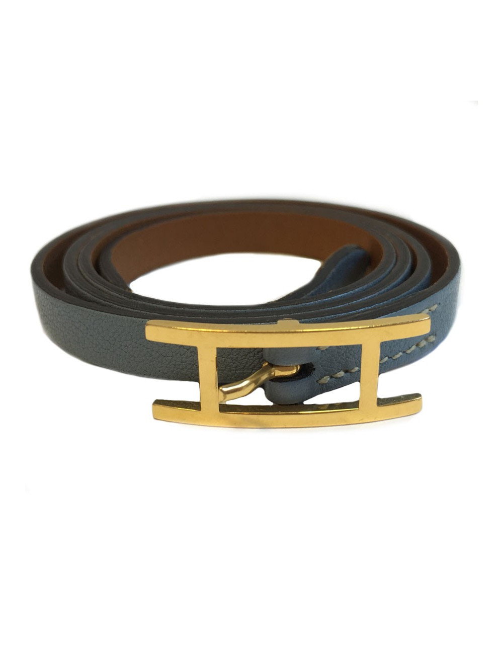 Bracelet HERMES en cuir bleu