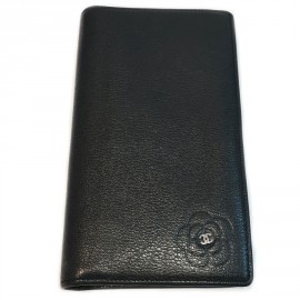 Dark blue leather CHANEL wallet