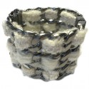 CHANEL cuff in silver and white tweed