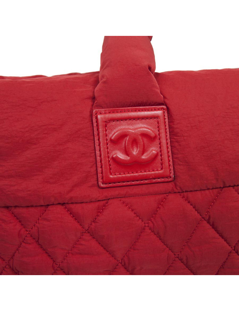 Sac Cocoon CHANEL en toile rouge GM
