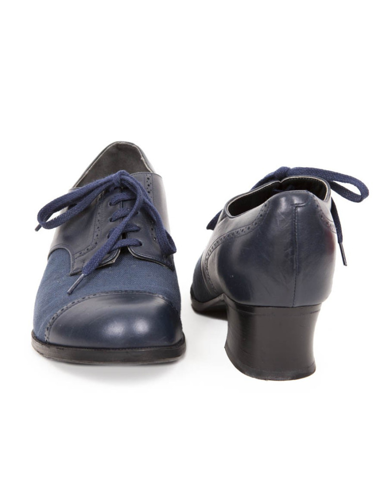 Mocassins ANATOMICA T 6 toile et cuir bleu marine