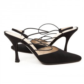 CHANEL T 37.5 shoes in black silk