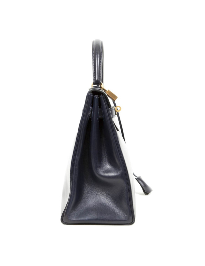 Bag Kelly 28 HERMES leather blue box night