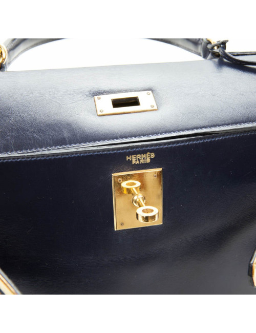 Bag Kelly 28 HERMES leather blue box night