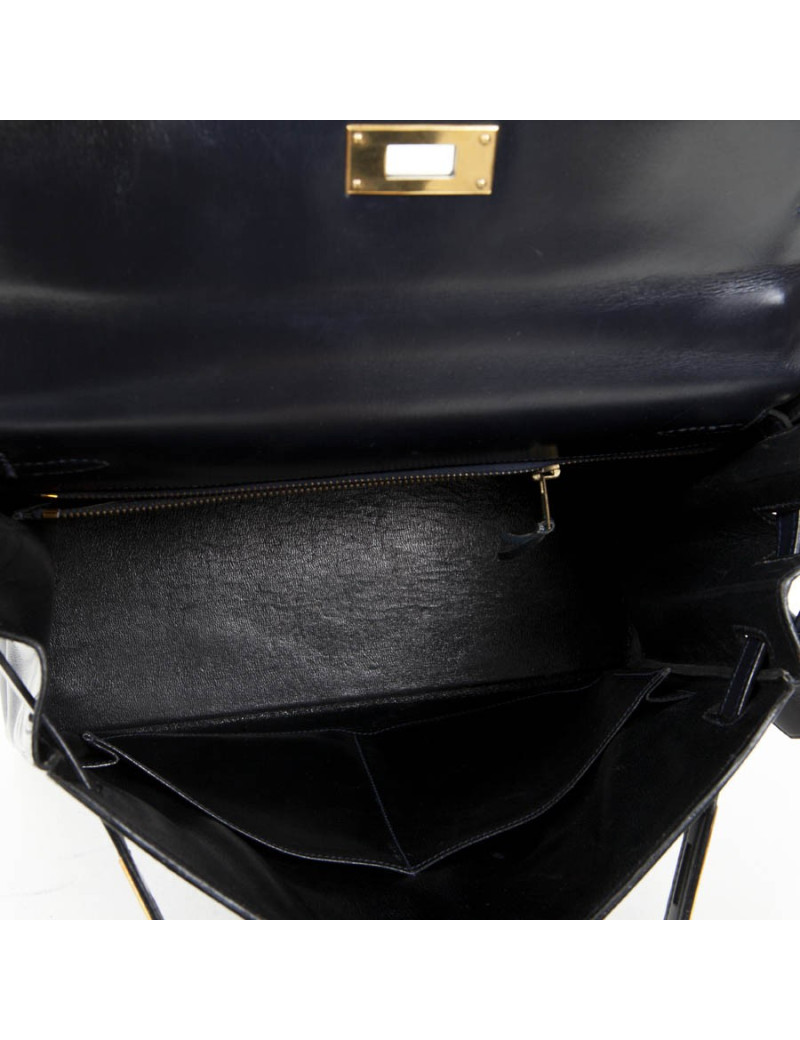 Bag Kelly 28 HERMES leather blue box night
